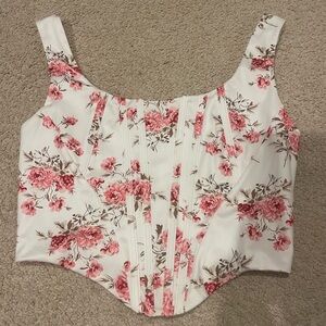 Floral Pink and White Women's Top